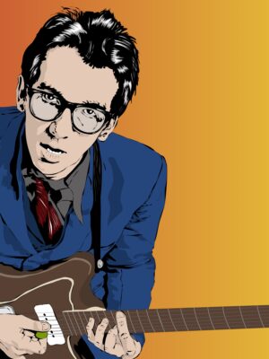 ELVIS COSTELLO WITH GUITAR
